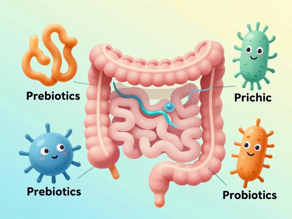 synergie prebiotique et probiotique ensemble diagramme