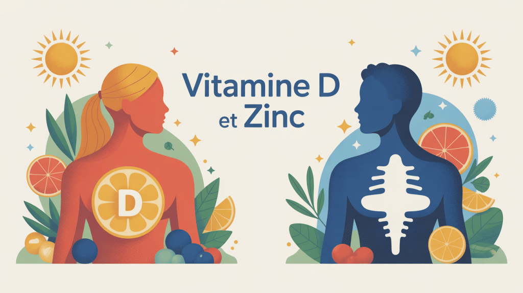 illustration vitamine d et zinc complémentarité immunité énergie
