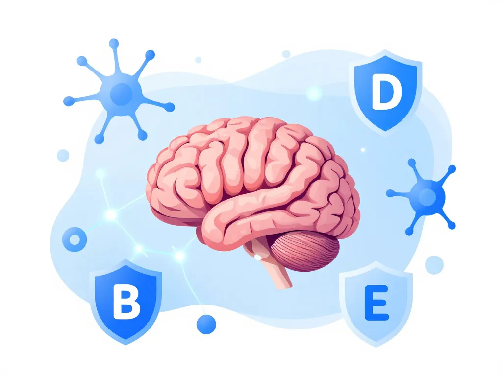 diagramme conceptuel vitamines B D E et cerveau pour vitamine memoire et concentration