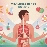 illustration énergie et équilibre avec vitamines b1 b6 et b12