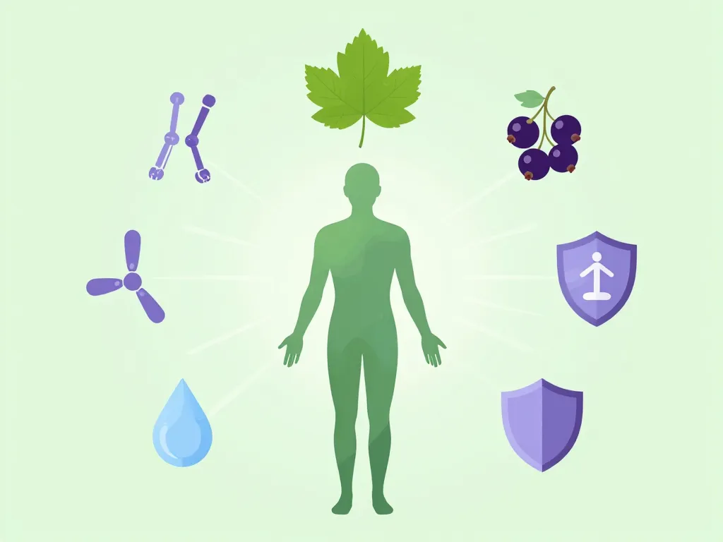 Visuel bienfaits des feuilles de cassis propriétés santé