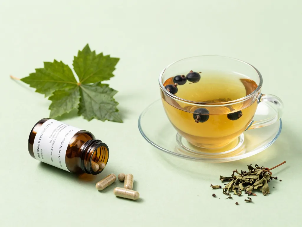 Image bienfaits des feuilles de cassis tisane gélules remèdes