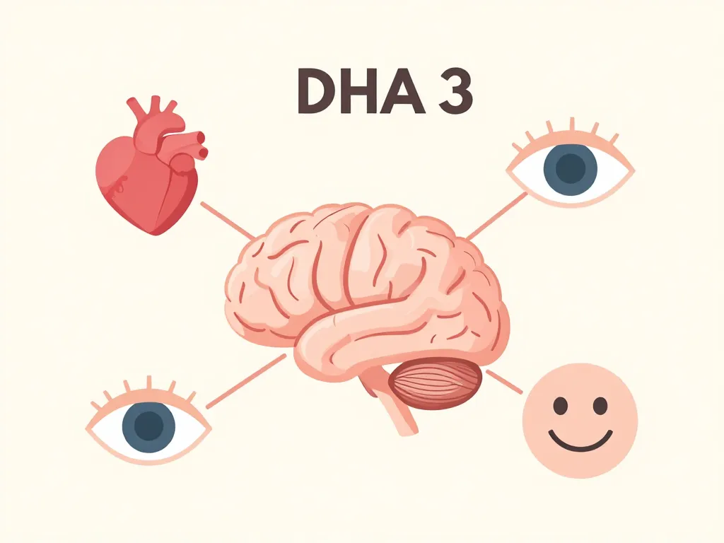 diagramme dha and omega 3 effets santé cerveau coeur yeux