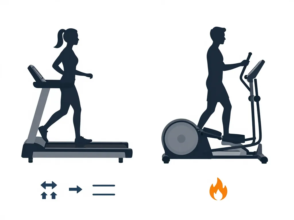 Diagramme muscles sollicites et calories tapis de course ou velo elliptique