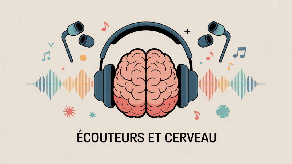 Effets des écouteurs sur le cerveau en image illustrée