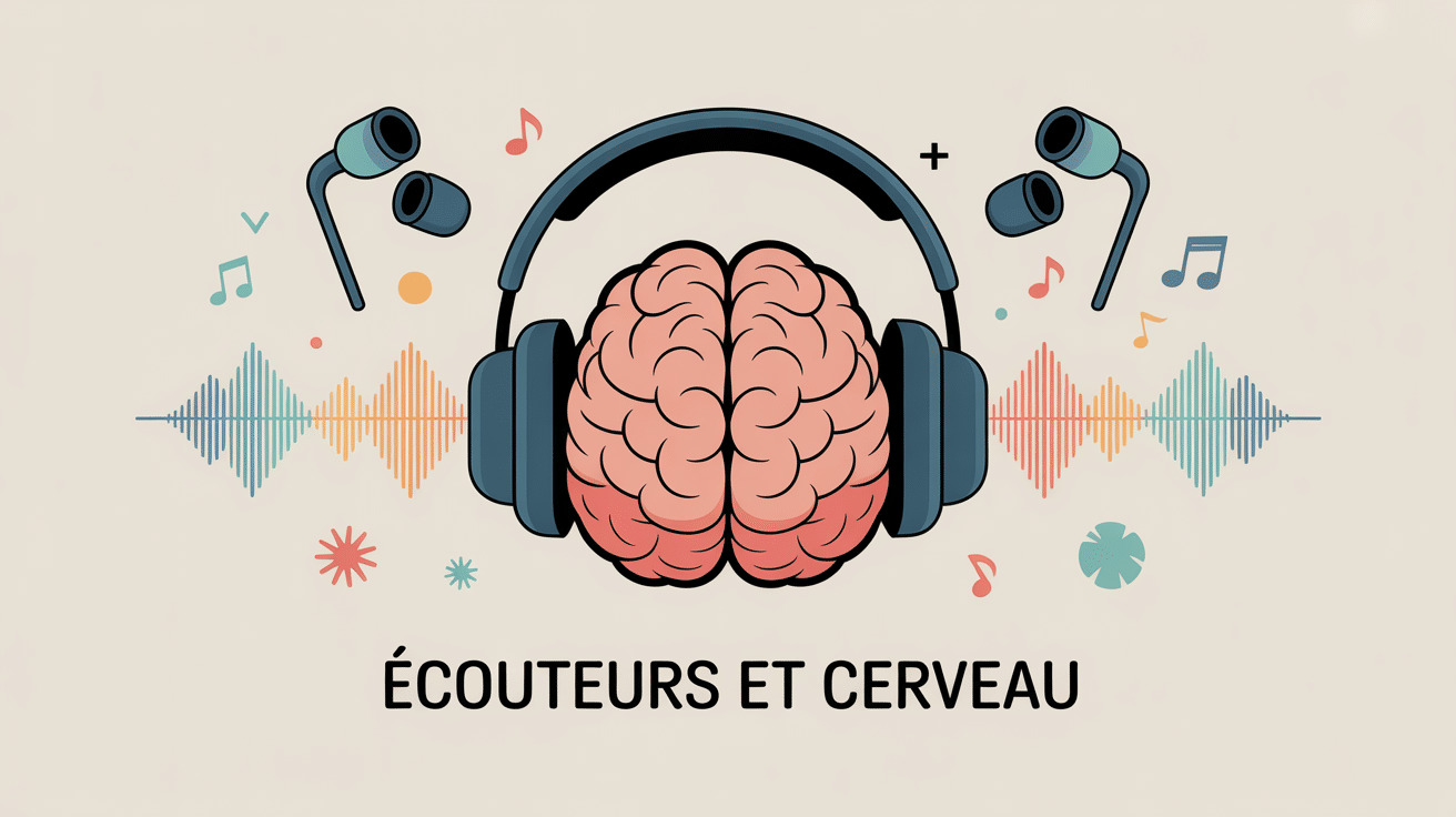 Effets des écouteurs sur le cerveau en image illustrée