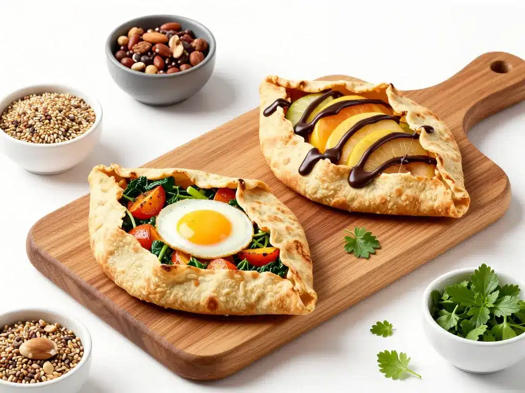 Galettes healthy garnies légumes fruits chocolat