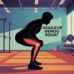 mal aux genoux sport squat illustration douleur genou