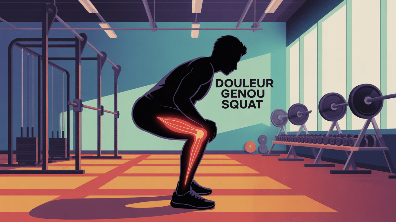 mal aux genoux sport squat illustration douleur genou
