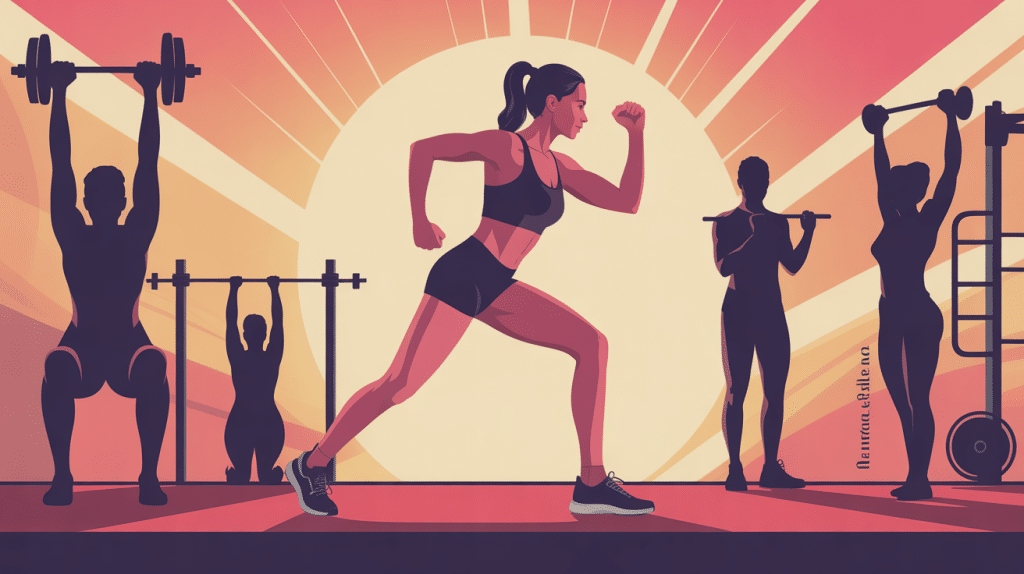 Illustration musculation exercice femme moderne et énergique