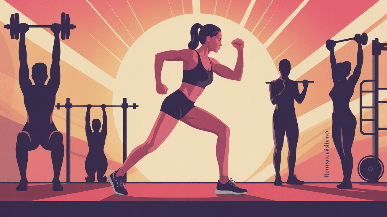 Illustration musculation exercice femme moderne et énergique