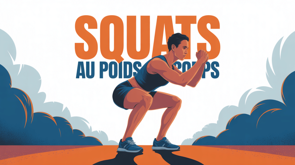Illustration stylisée squats au poids du corps