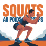 Illustration stylisée squats au poids du corps