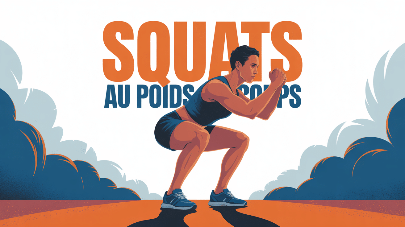 Illustration stylisée squats au poids du corps