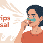 Strips nasal posés sur le nez pour mieux respirer
