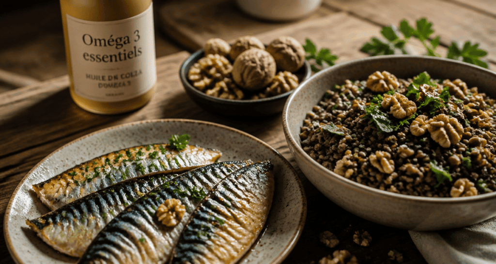acide gras omega 3 maquereau noix huile colza