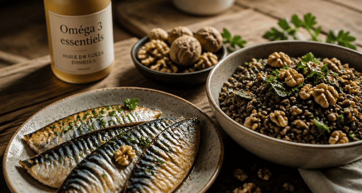 acide gras omega 3 maquereau noix huile colza