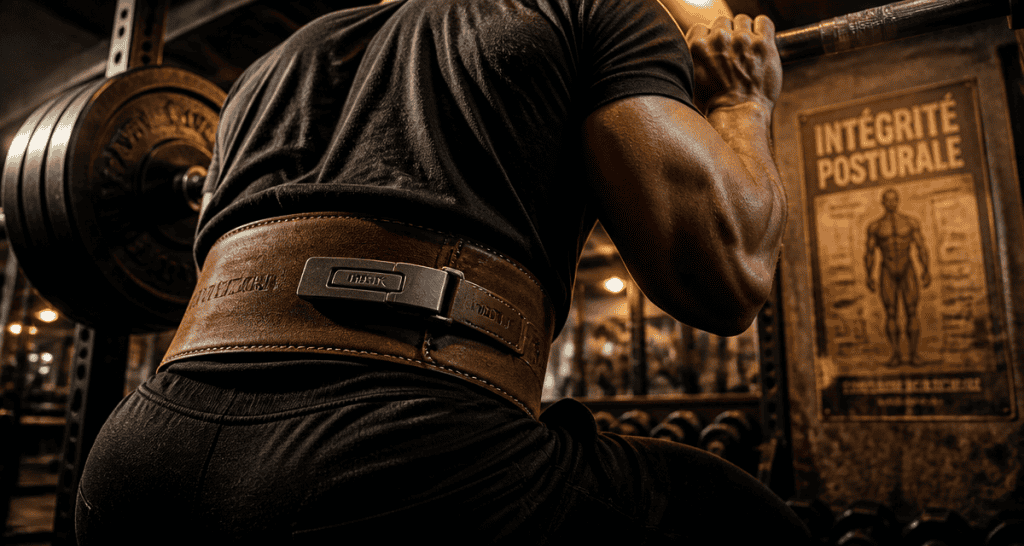 Ceinture de force cuir Nubik athlète squat