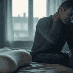 cervicales et vertiges homme tenant sa nuque