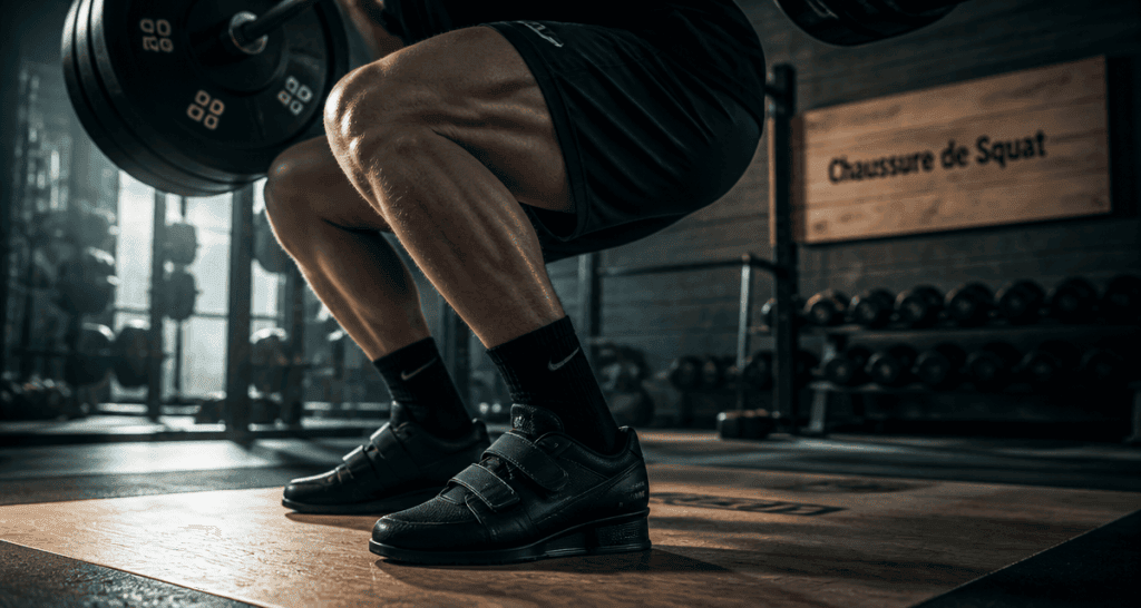 chaussure pour le squat talon 2,5 cm en action