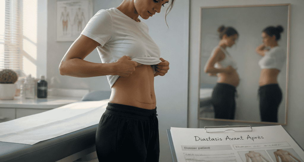 diastasis avant apres ventre plat cicatrice