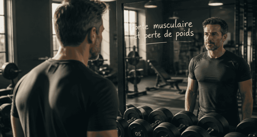homme miroir fonte musculaire et perte de poids