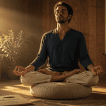 padmasana position lotus sur zafu dans pièce lumineuse
