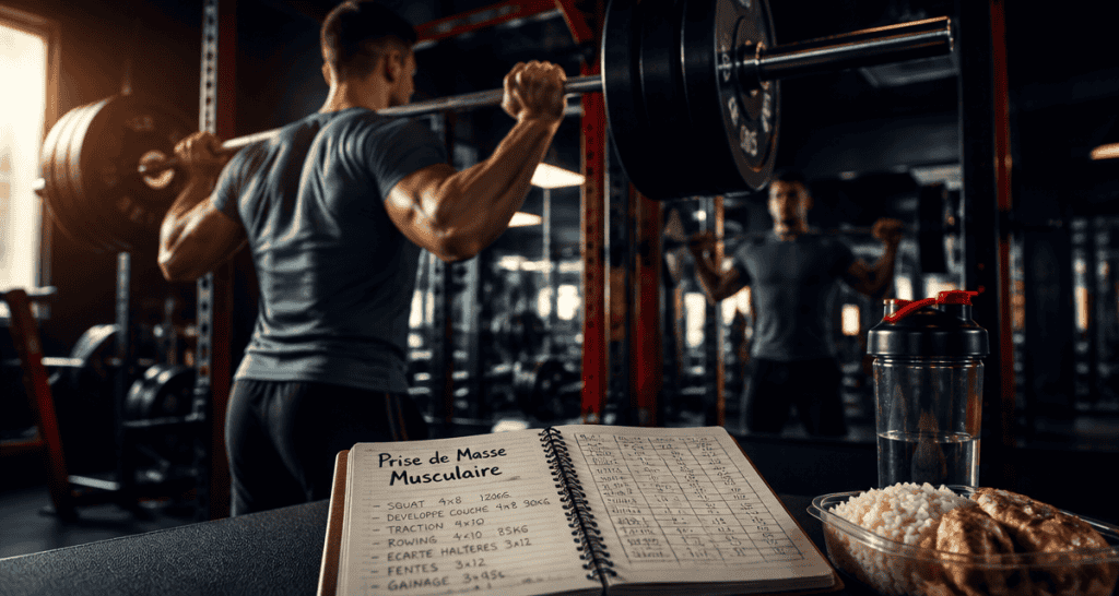 prise de masse musculaire athlète squat salle de sport