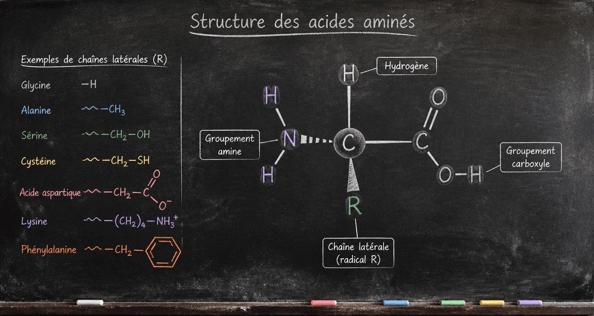 structures des acides amines schema tableau noir