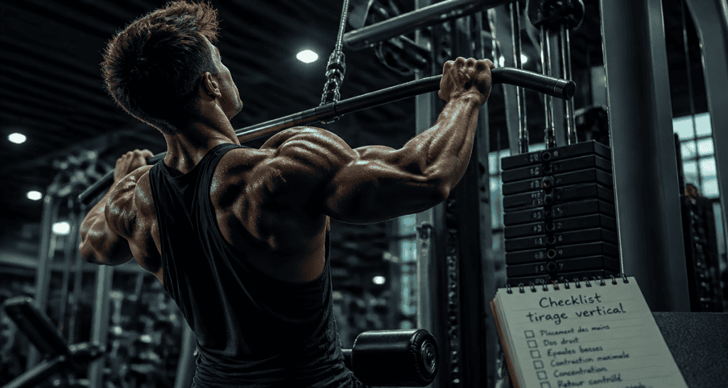 Tirage verticale athlète salle musculation