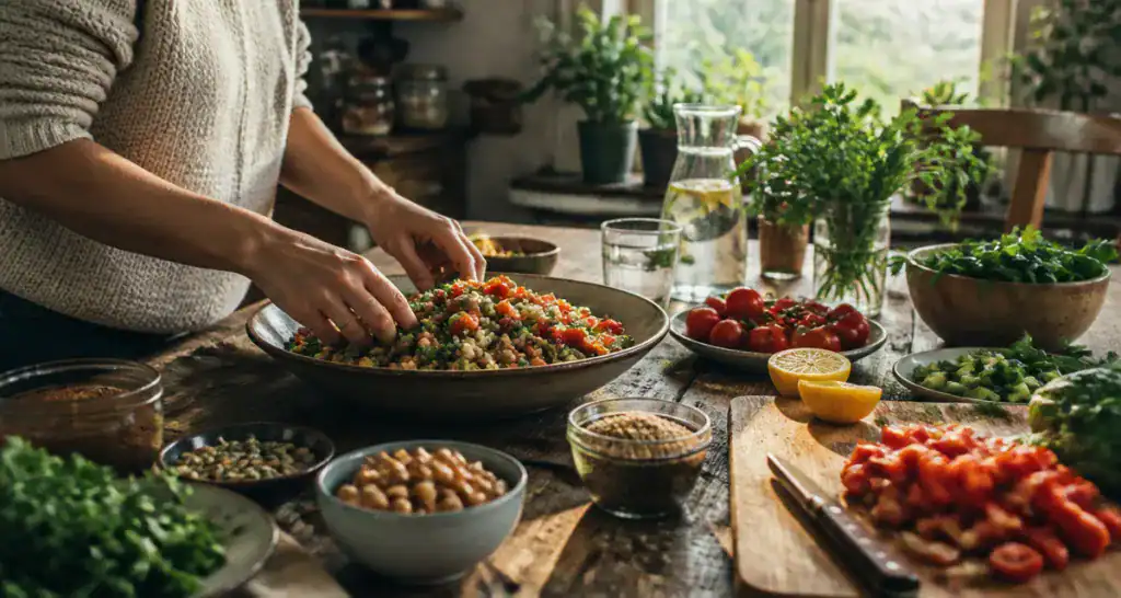 aliments riches en fibres pour maigrir salade quinoa pois chiches