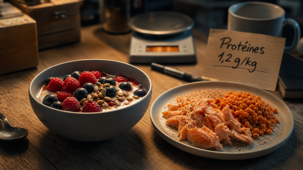 Aliments riches en proteines pour personnes agees : 1,2 g/kg, skyr et saumon