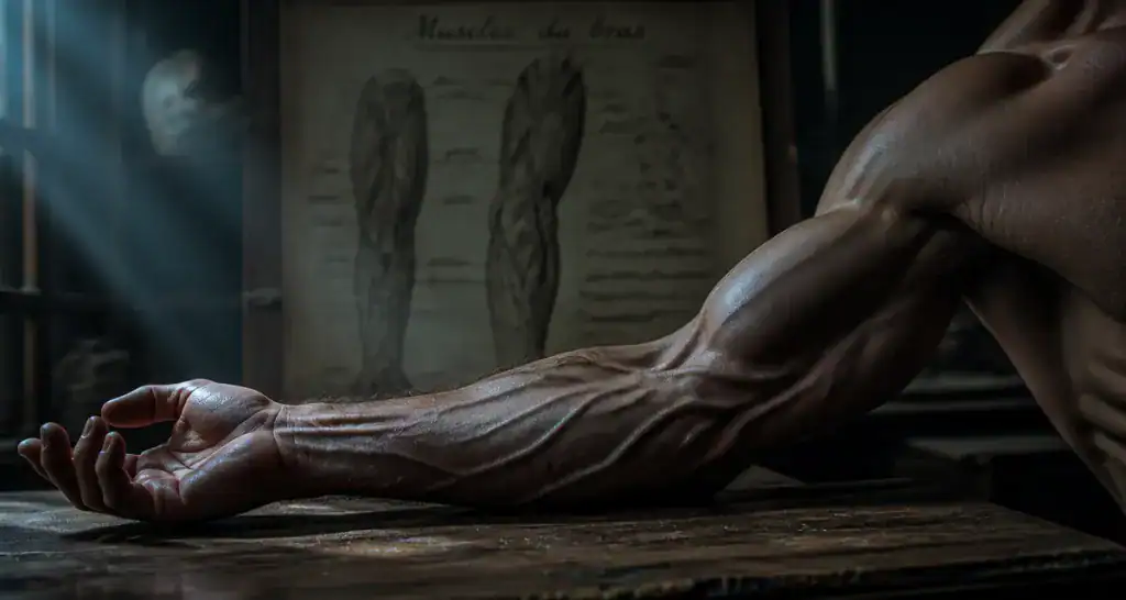 les muscles du bras sur table anatomique