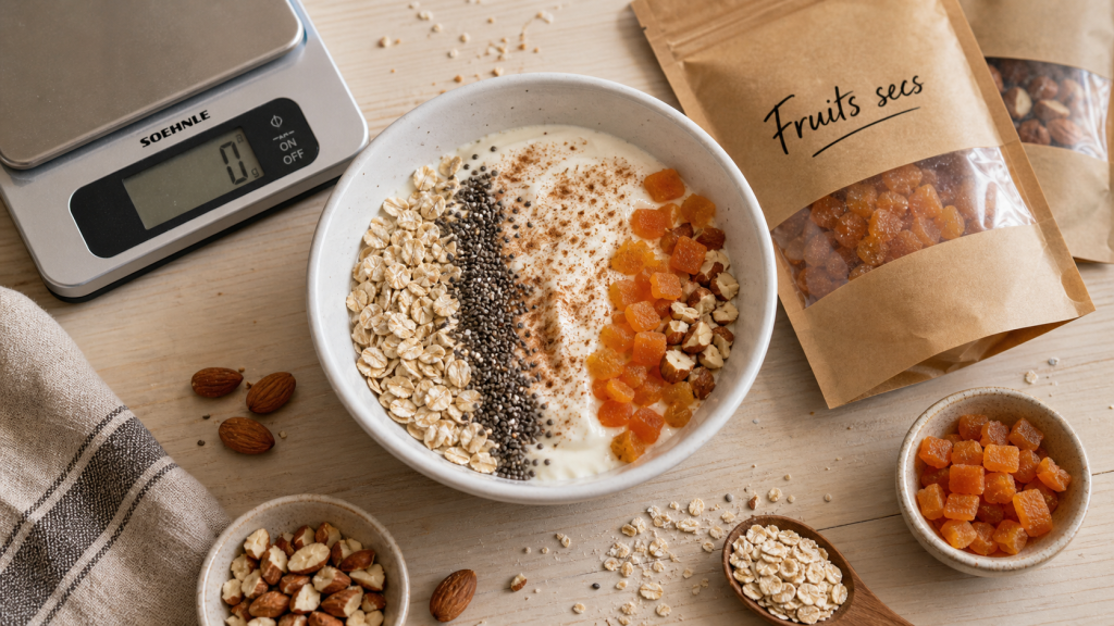 Calories dans les fruits secs : portion mesurée, amandes et abricots secs