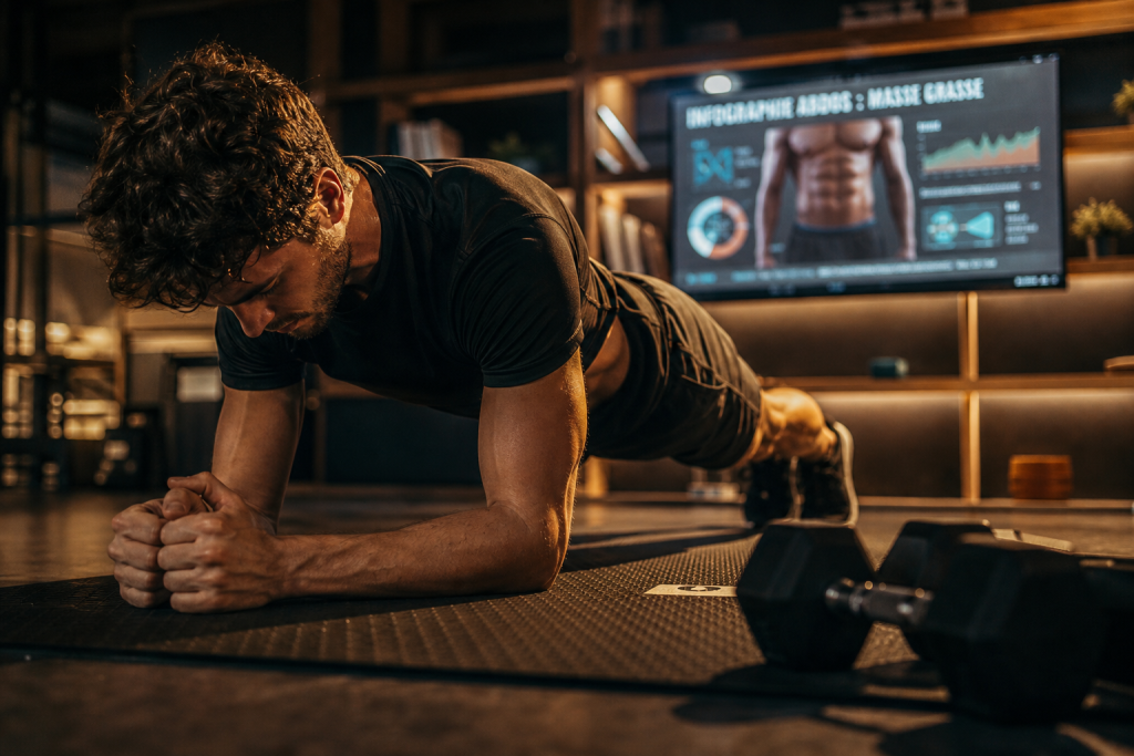 Combien de temps pour avoir des abdos visibles selon la masse grasse, salle de sport
