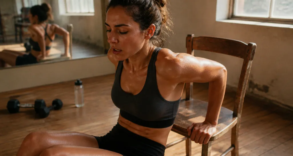 Combien de temps pour se muscler les bras femme dips effort