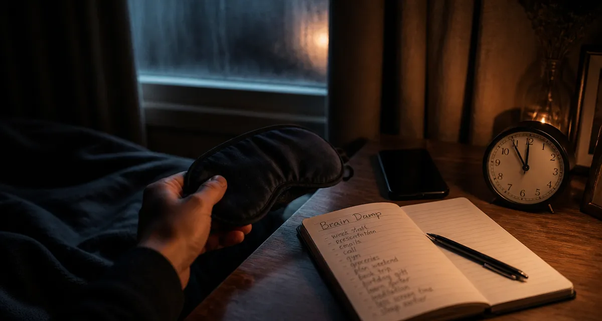 comment s endormir vite quand on est pas fatigue : masque de nuit et brain dump pour calmer l’hyperéveil