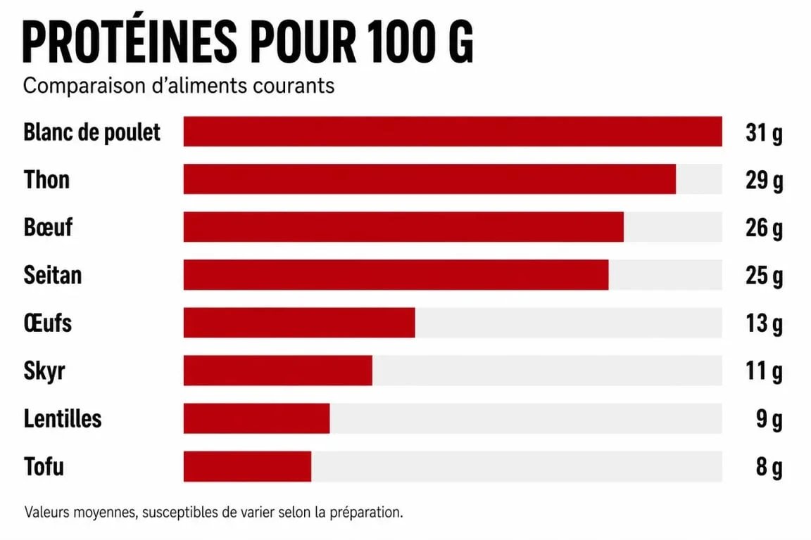 Infographie des meilleures sources de protéines pour atteindre 150 g par jour