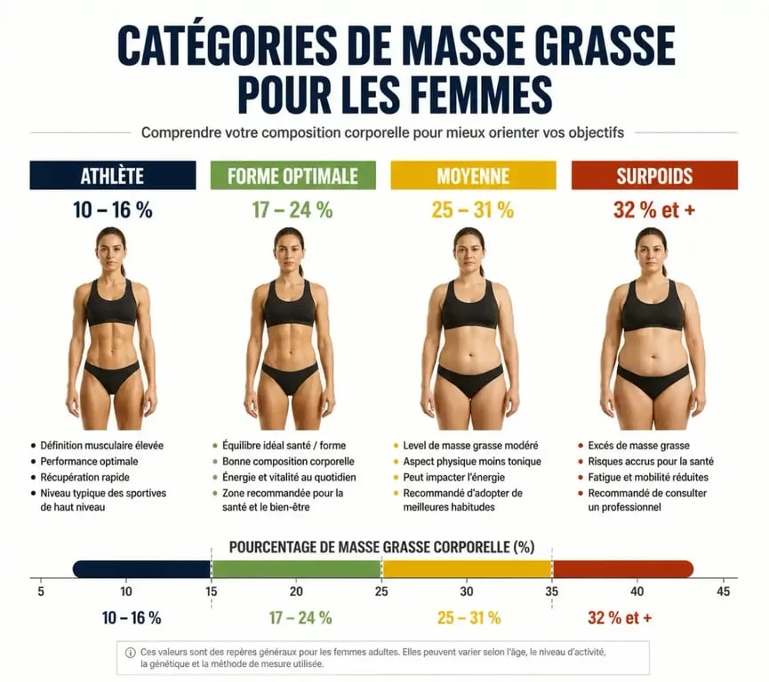 Tableau des normes de masse grasse pour femme en kg