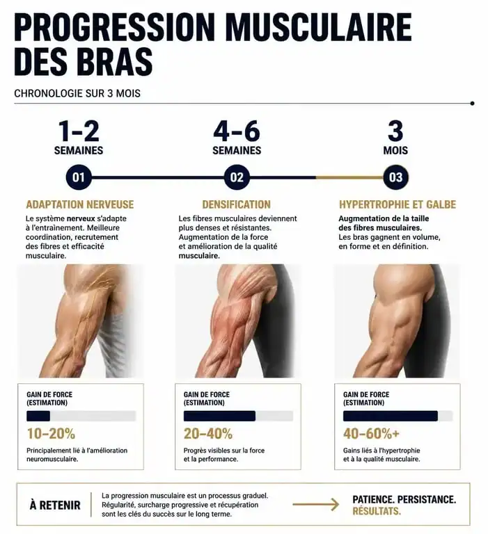 Chronologie de la progression pour se muscler les bras femme : étapes de 1 à 3 mois