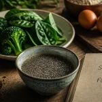 Les 20 aliments qui font maigrir : bol de chia, légumes verts, thé vert