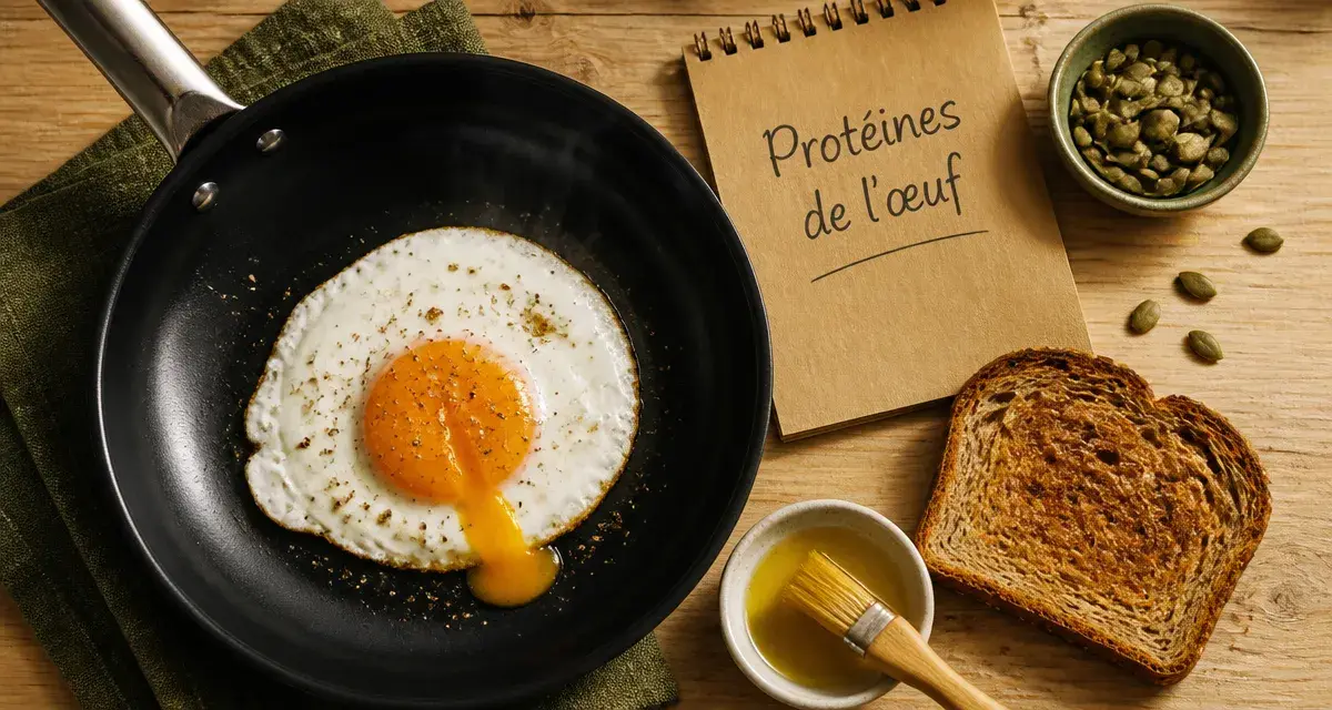 Oeufs au plat proteines : jaune coulant et blanc coagulé, conseils cuisson