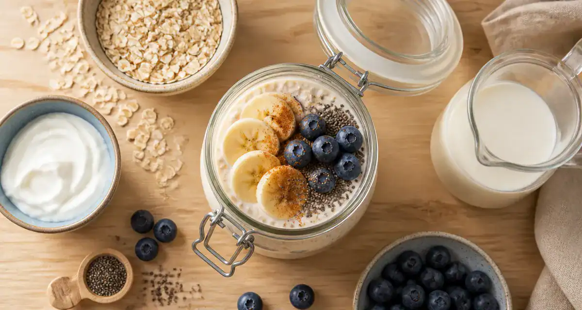 overnight oats perte de poids avec fruits et graines