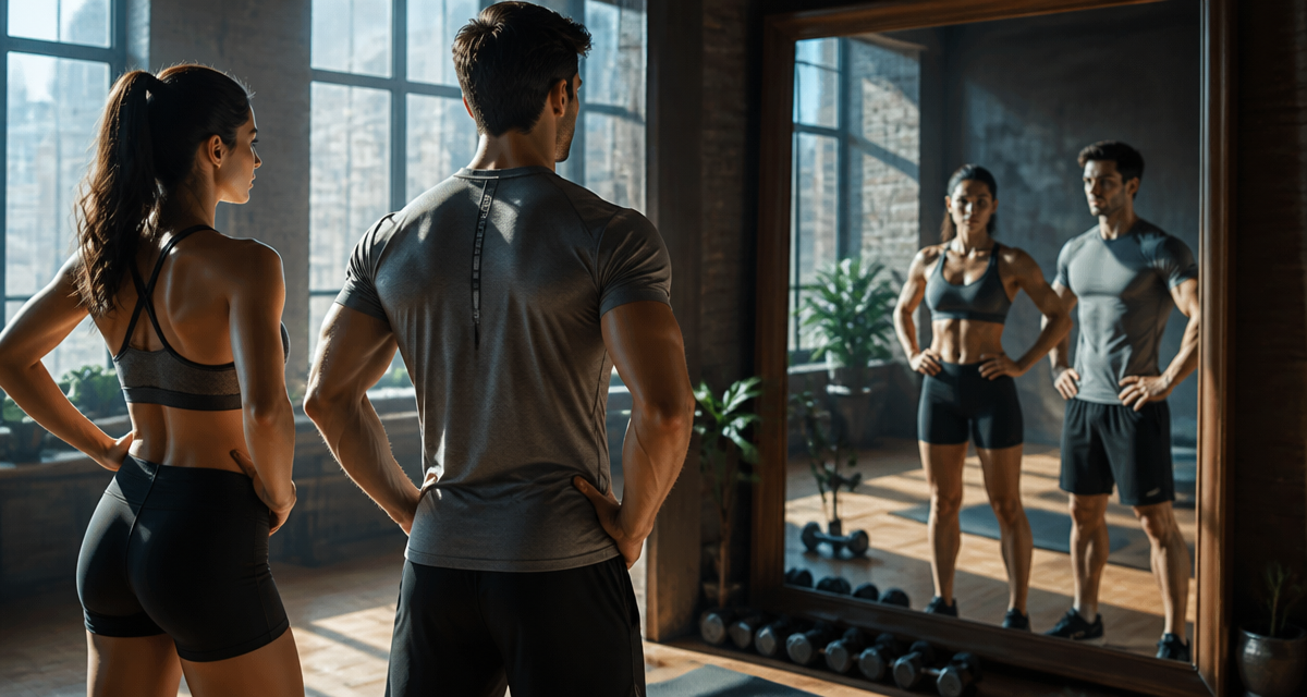 Perdre du ventre et hanche homme femme sport miroir
