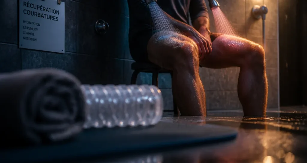 Soulager des courbatures aux cuisses : massage mousse et douche froide/chaude