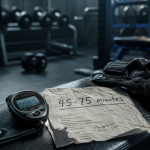 Durée séance musculation 45-75 minutes, chronomètre en salle