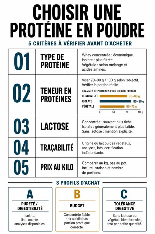 Comparatif du meilleur marque de proteine selon la pureté, le lactose, le prix et la traçabilité