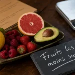 Fruits les moins sucrés : citron, pamplemousse, fraises et framboises