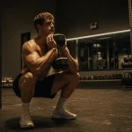 Goblet squat : talons au sol, poitrine haute