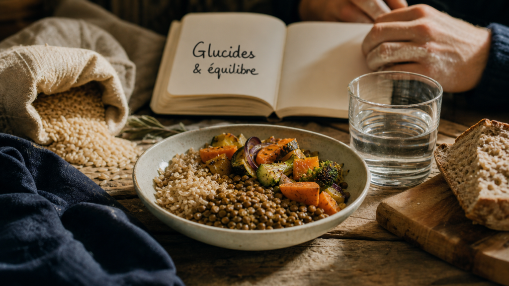 Les glucides font grossir : assiette riz, lentilles, fibres et portions